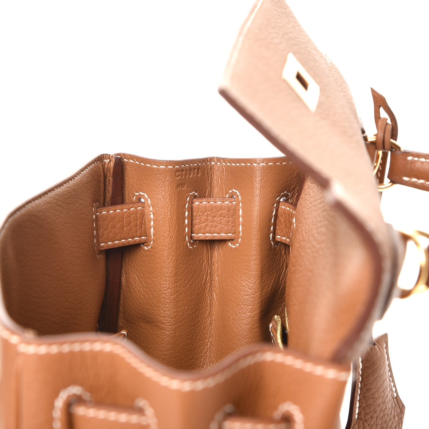 Hermes Taurillon Clemence Retourne Horseshoe Kelly 28 Gold 18 of 40