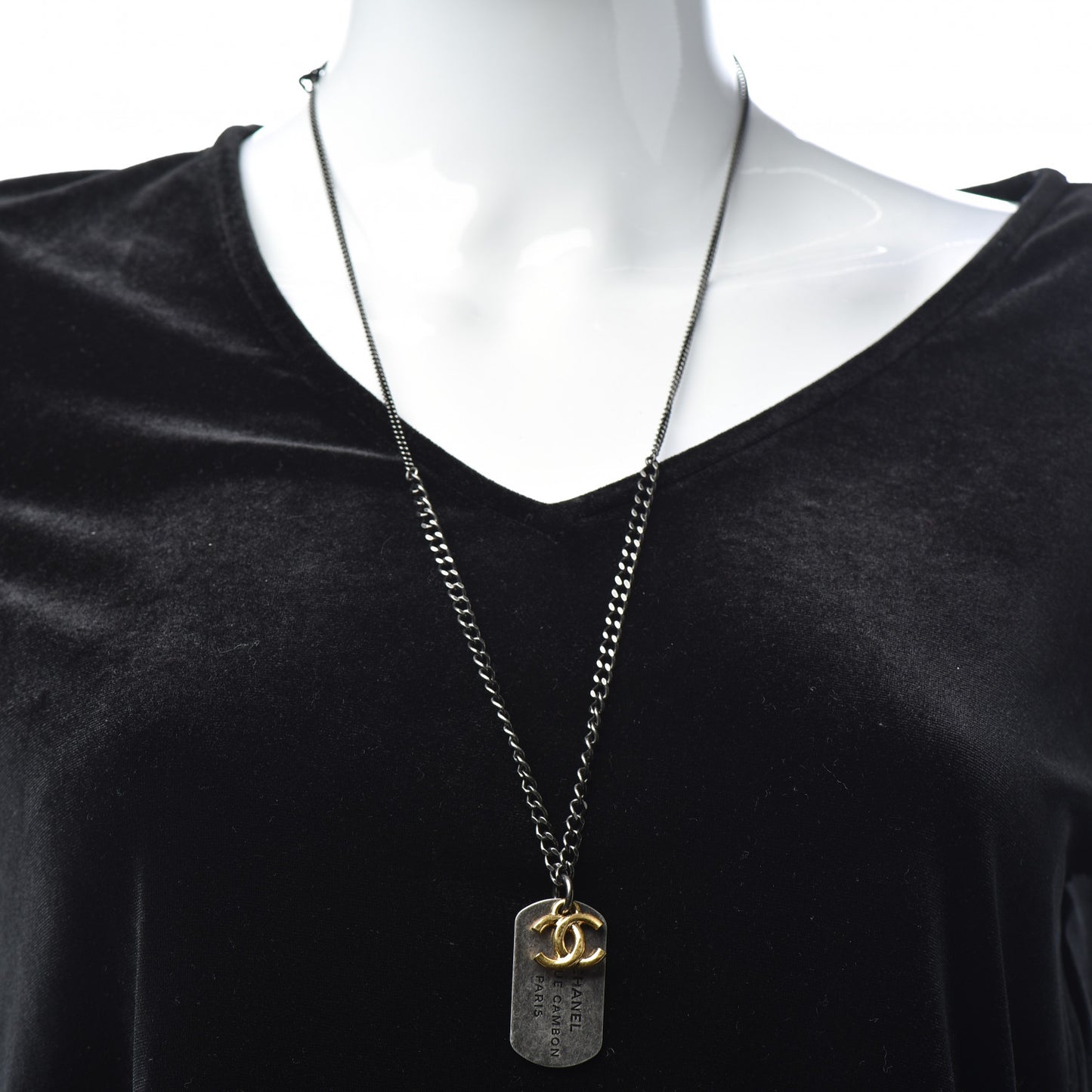 Ruthenium ID Dog Tag Charm Necklace Silver Gold