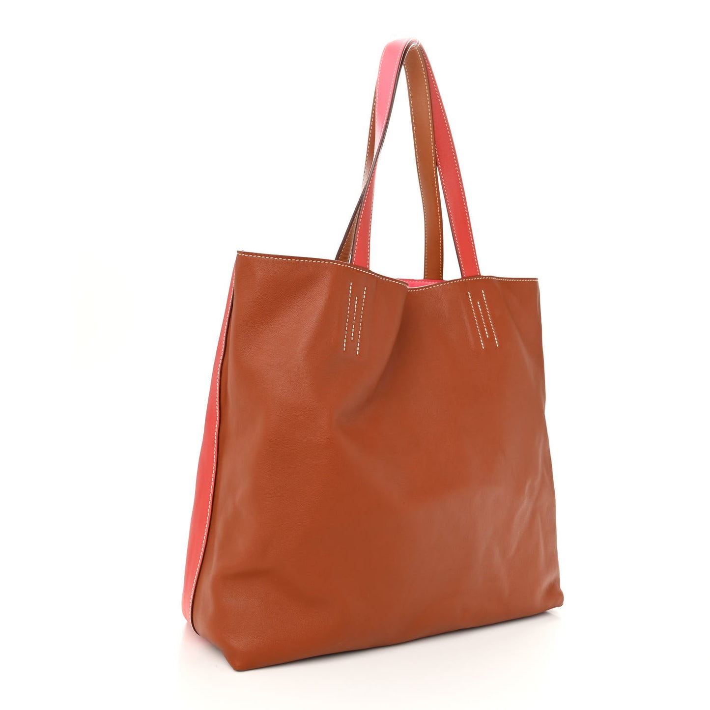 Veau Sikkim Swift Double Sens 30 Reversible Tote Gold Rose Azalee Rouge Casaque Brique