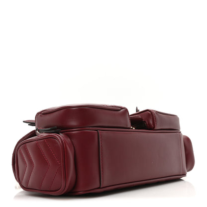 Gucci Calfskin Matelasse Small GG Marmont Multi Pocket Shoulder Bag Rosso Ancora 4 of 9