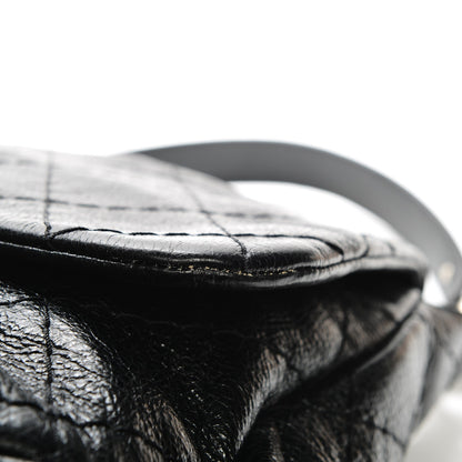 Chanel Glazed Calfskin Stitched XL On The Road Flap Black 10 of 10
