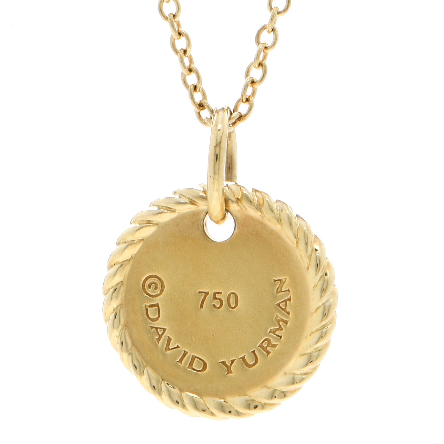 David Yurman 18K Yellow Gold Diamond Initial M Charm Necklace 4 of 4