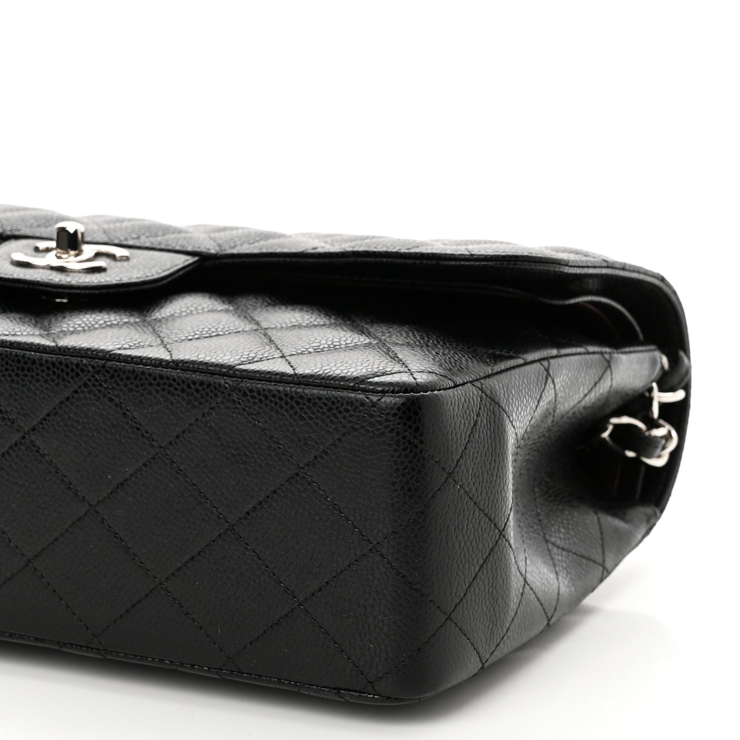 Caviar Quilted Jumbo Double Flap Black