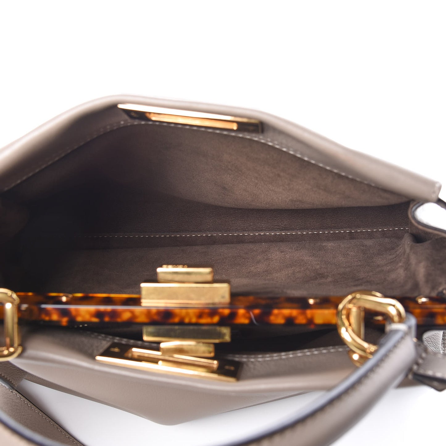 Vitello Seta Plexiglass Tortoise Medium Peekaboo Iconic Satchel Tortora