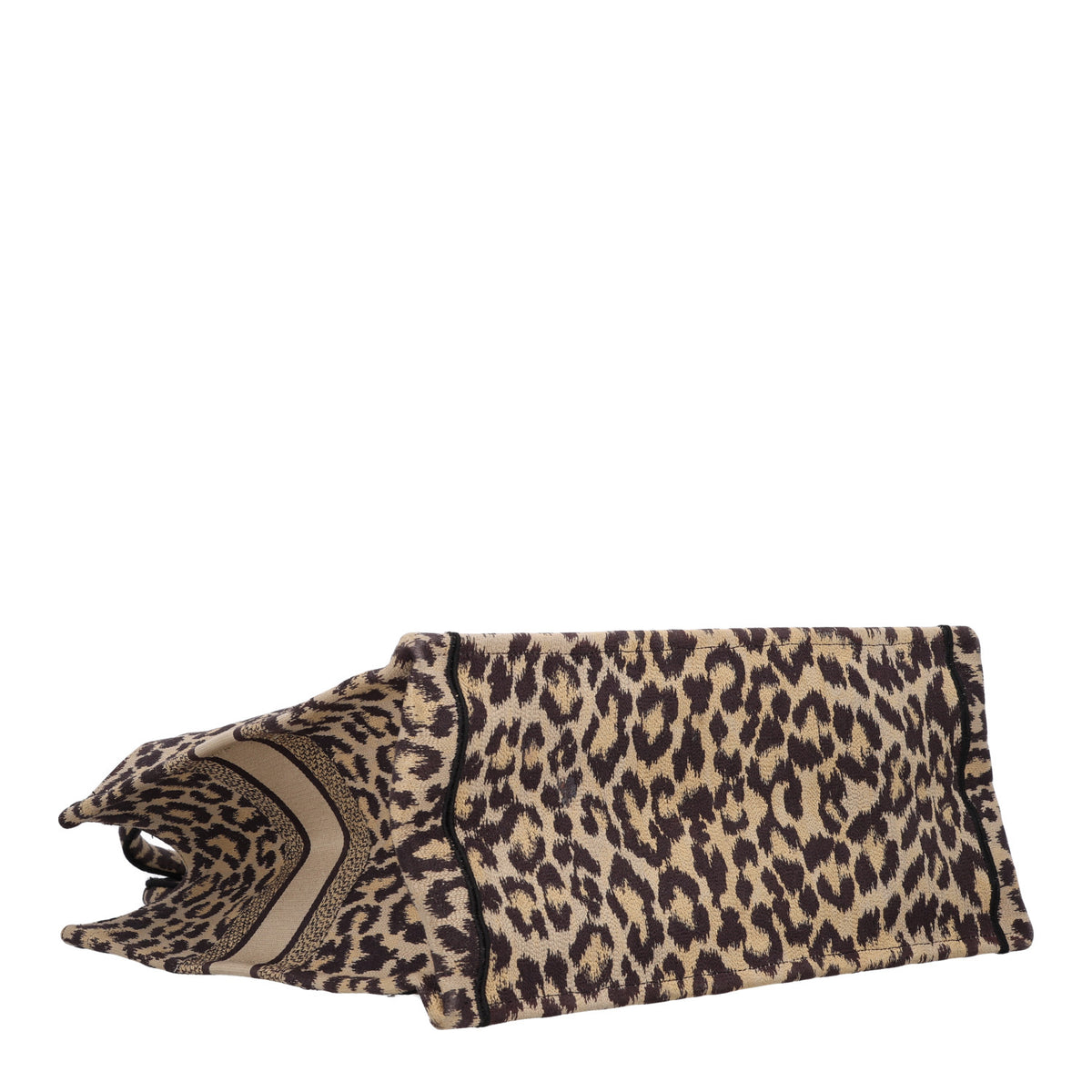 Christian Dior Canvas Mizza Embroidered Large Leopard Book Tote Beige 3 of 9