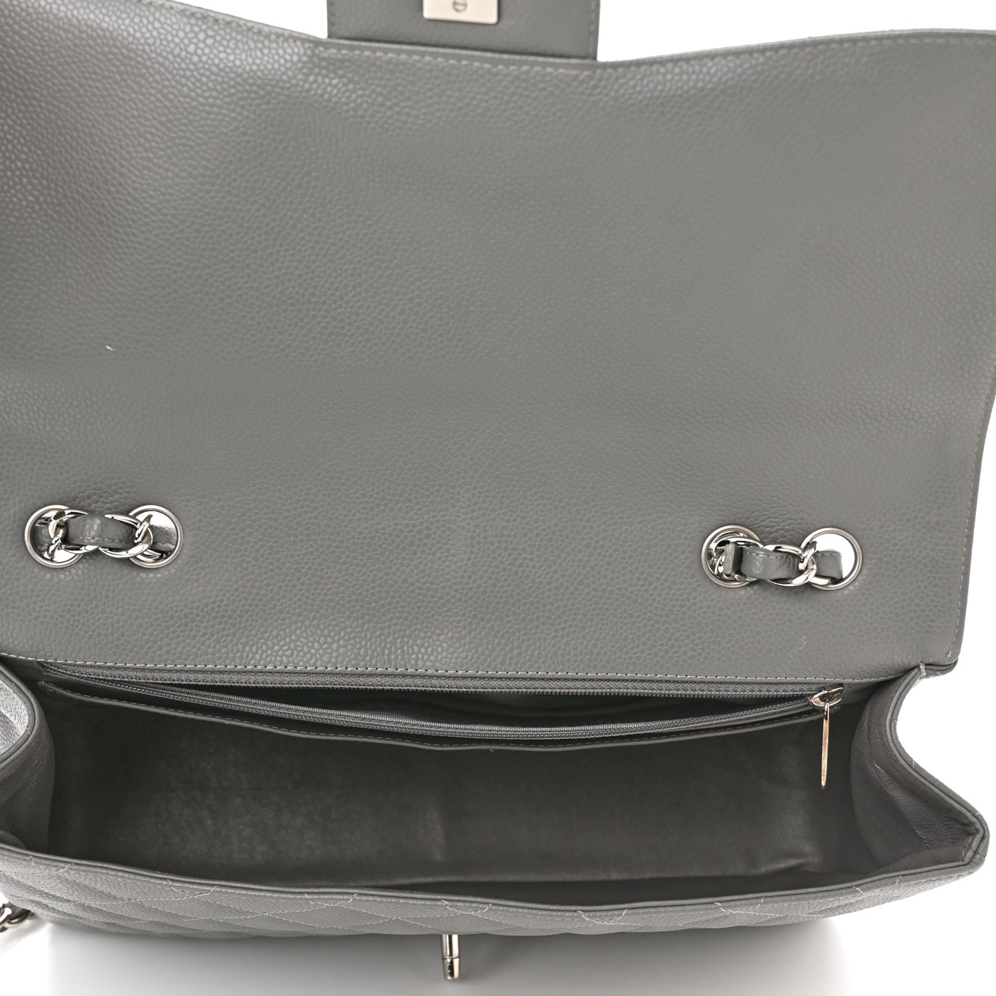 Caviar Quilted Jumbo Single Flap Grey