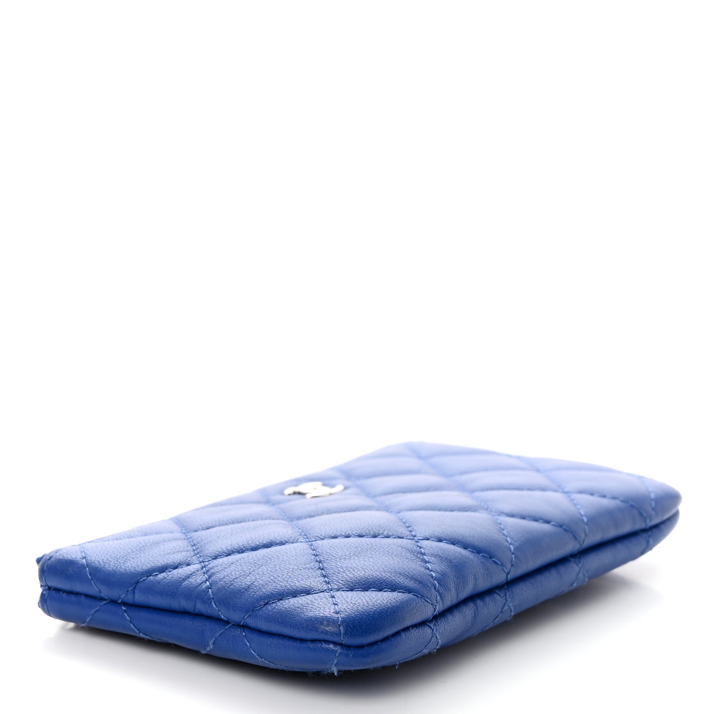 Lambskin Quilted Small Cosmetic Case Blue