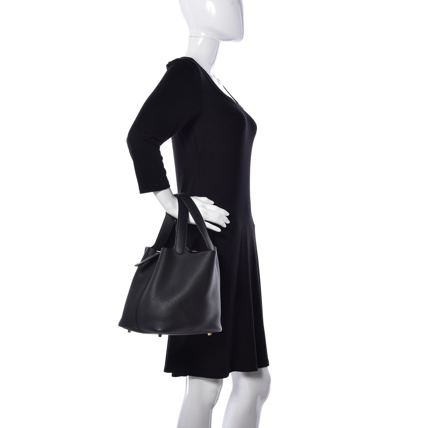 Hermes Taurillon Clemence Picotin Lock 22 MM Black 2 of 9