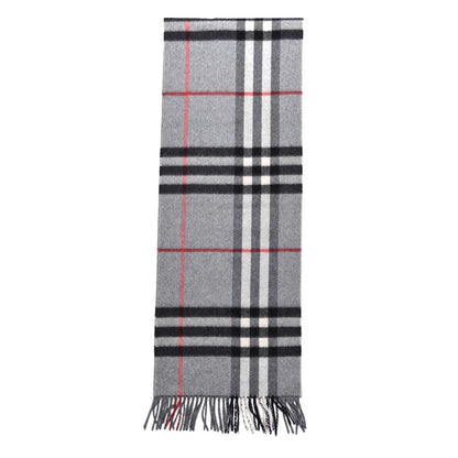 Burberry Cashmere Giant Check Fringe Scarf Grey 3 of 4