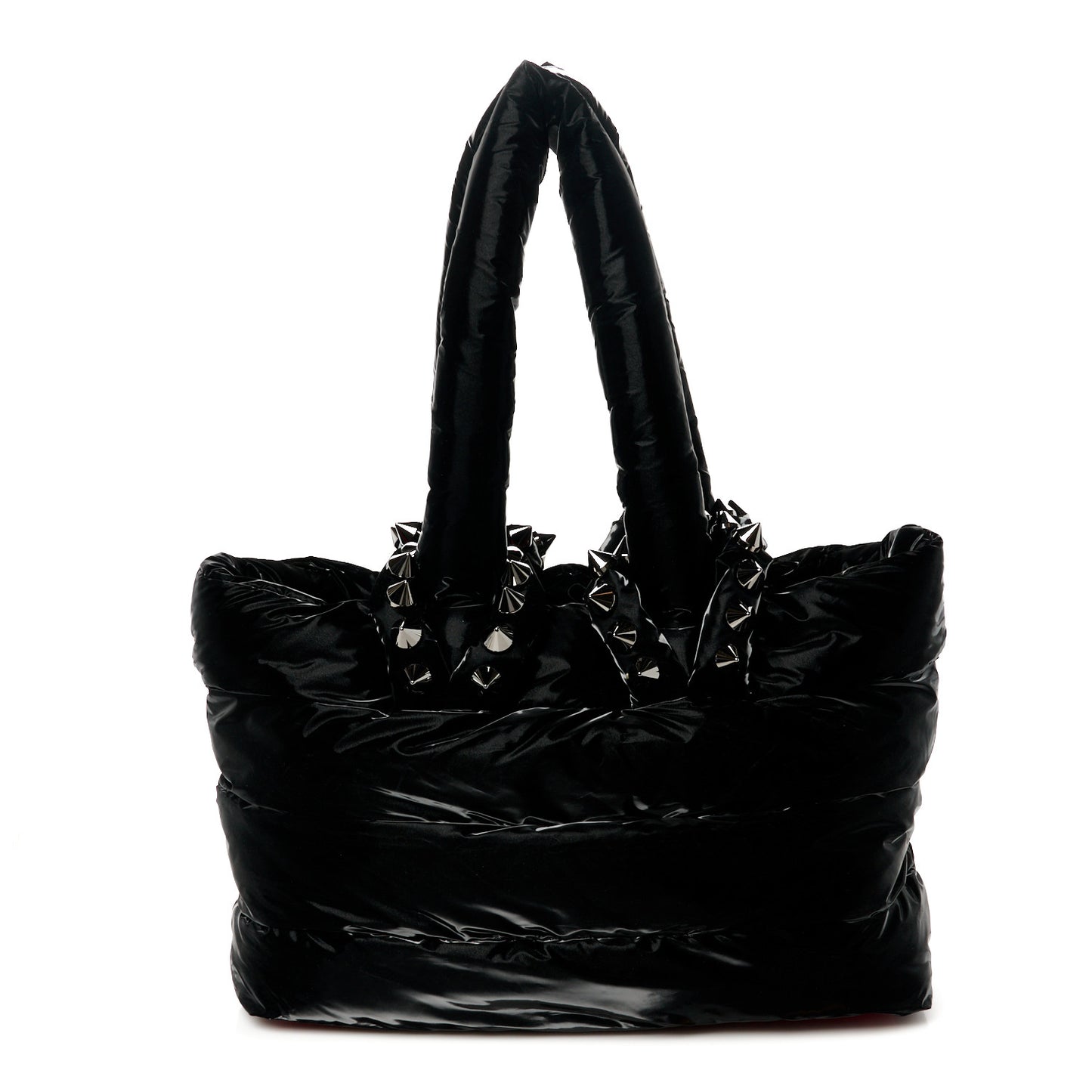 Nylon Padded Gloss Large Cabamoon Tote Black