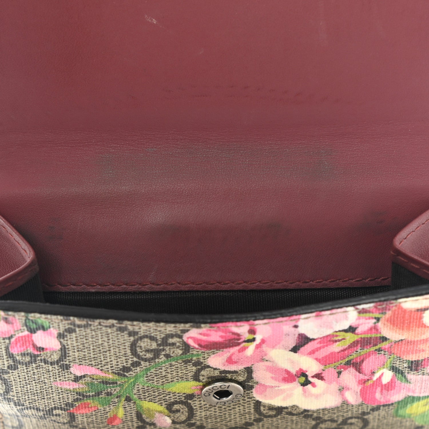 Gucci GG Supreme Monogram Blooms French Flap Wallet Beige Multicolor Dry Rose 10 of 11
