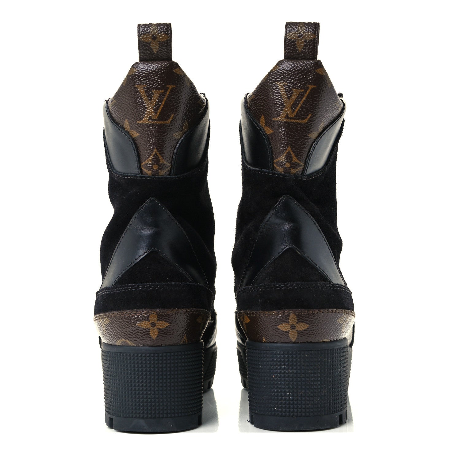 Louis Vuitton Suede Calfskin Monogram Laureate Platform Desert Boots 37 Black 5 of 10