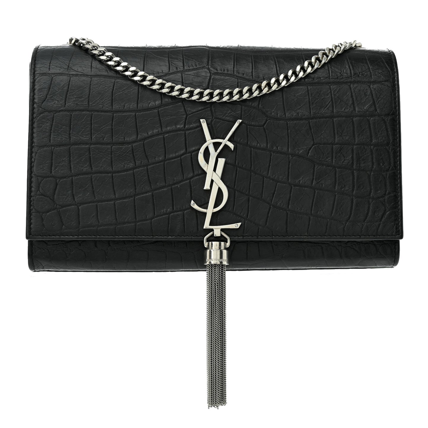 Calfskin Crocodile Embossed Kate Monogram Tassel