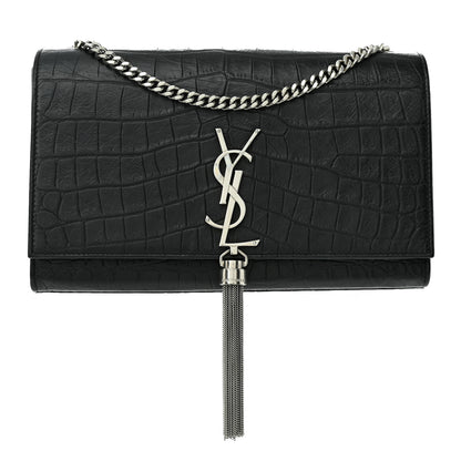 Saint Laurent Calfskin Crocodile Embossed Kate Monogram Tassel 1 of 11