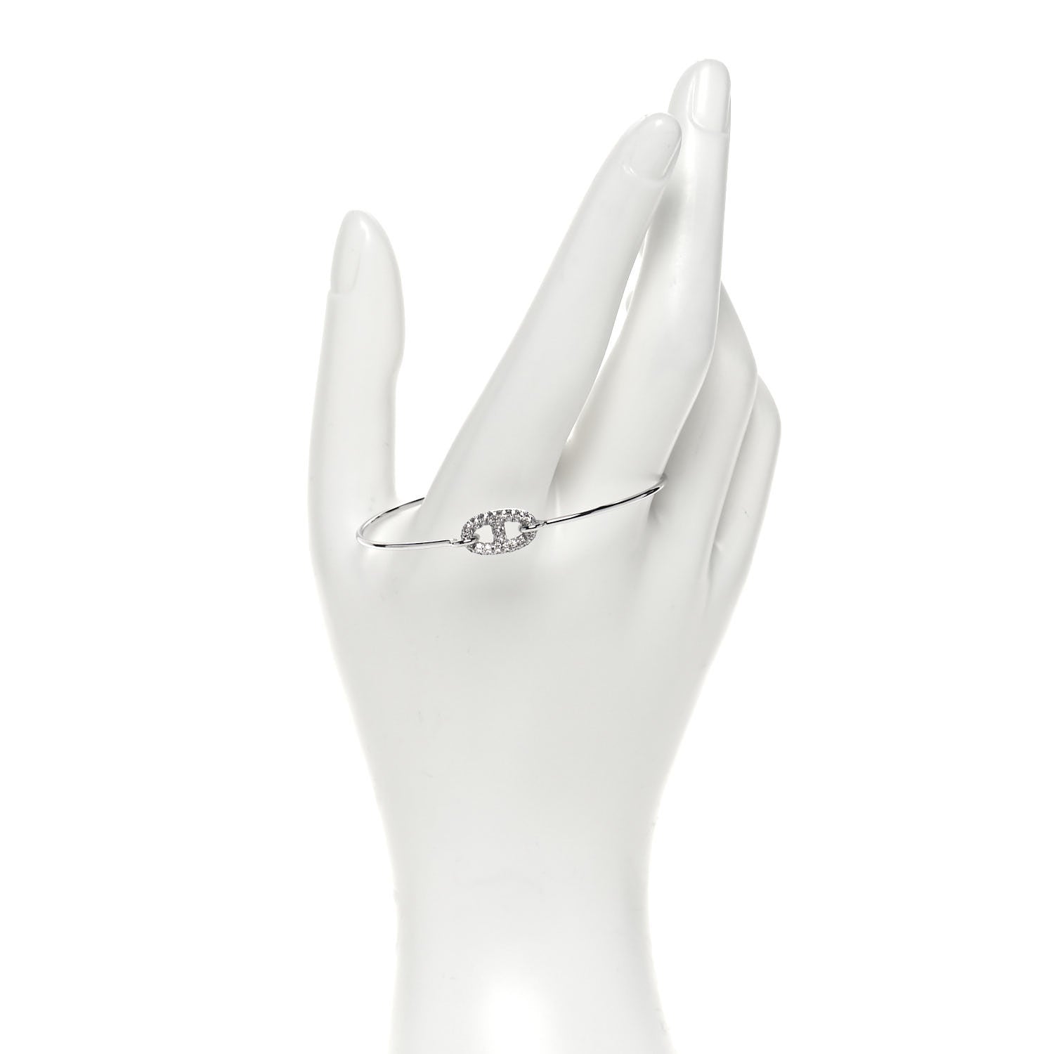 Hermes 18K White Gold Diamond PM Ronde Chaine d'Ancre Bracelet SH 2 of 5