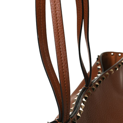 Valentino Garavani Grained Calfskin Rockstud Shoulder Tote Bright Cognac 12 of 14