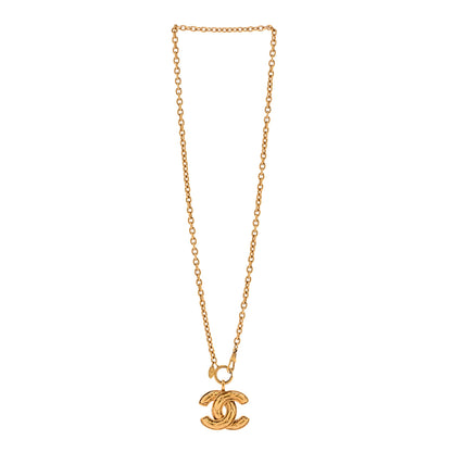 Chanel Metal Quilted CC Long Necklace Gold 3 of 7