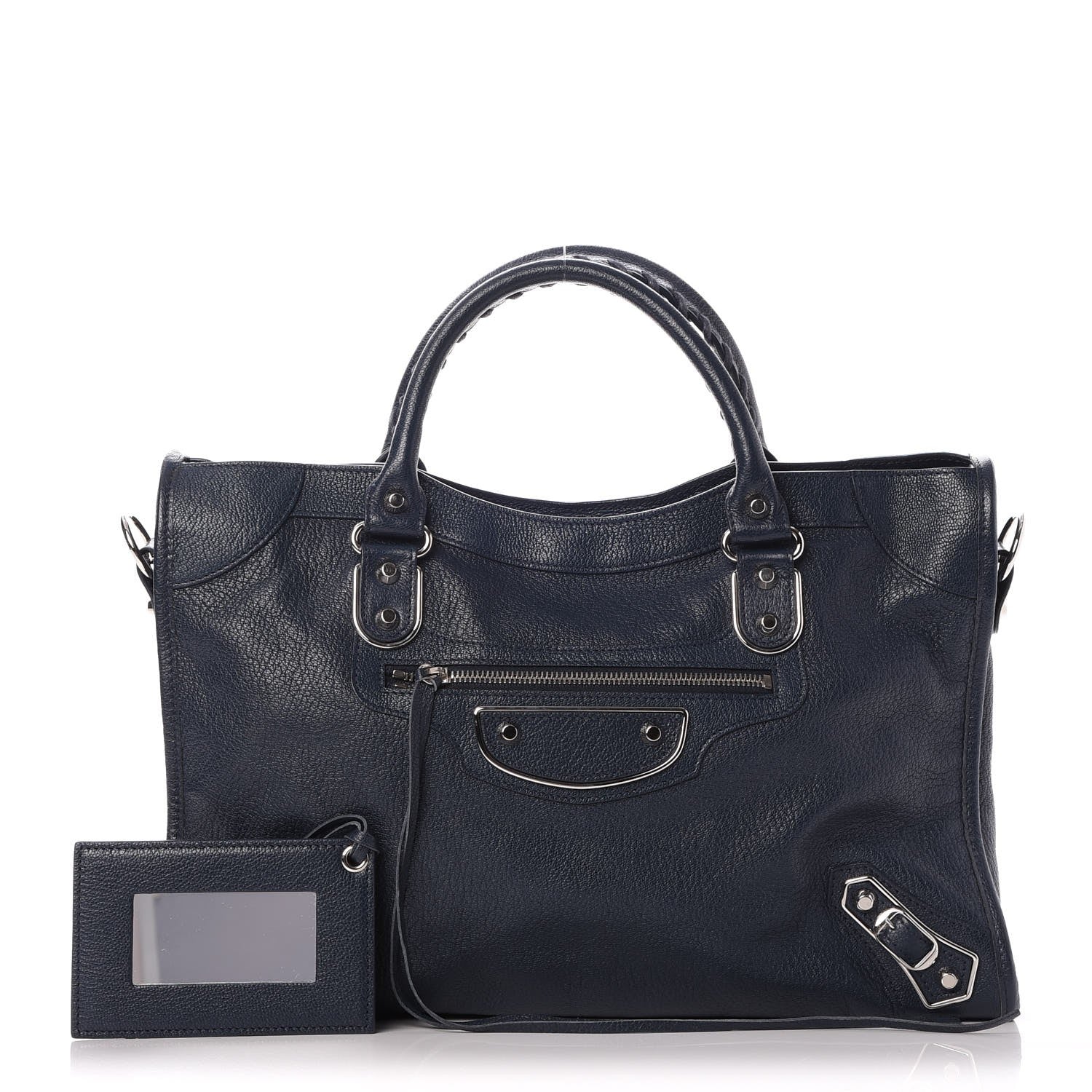 Balenciaga Chevre Silver Metallic Edge Hardware City Bleu Nuit Dark Sea 1 of 7