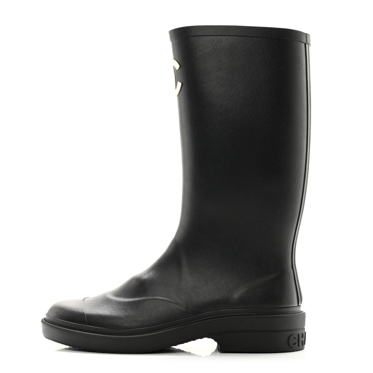 Chanel Caoutchouk CC High Boots 38 Black 1 of 11