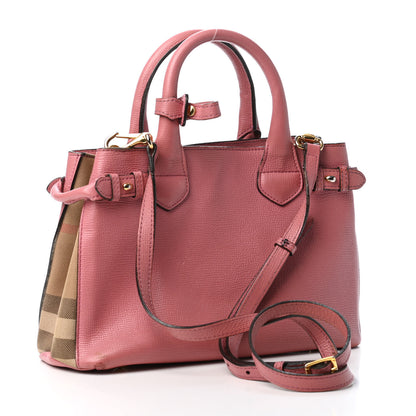 Burberry Grainy Calfskin House Check Small Banner Tote Mauve Pink 2 of 4