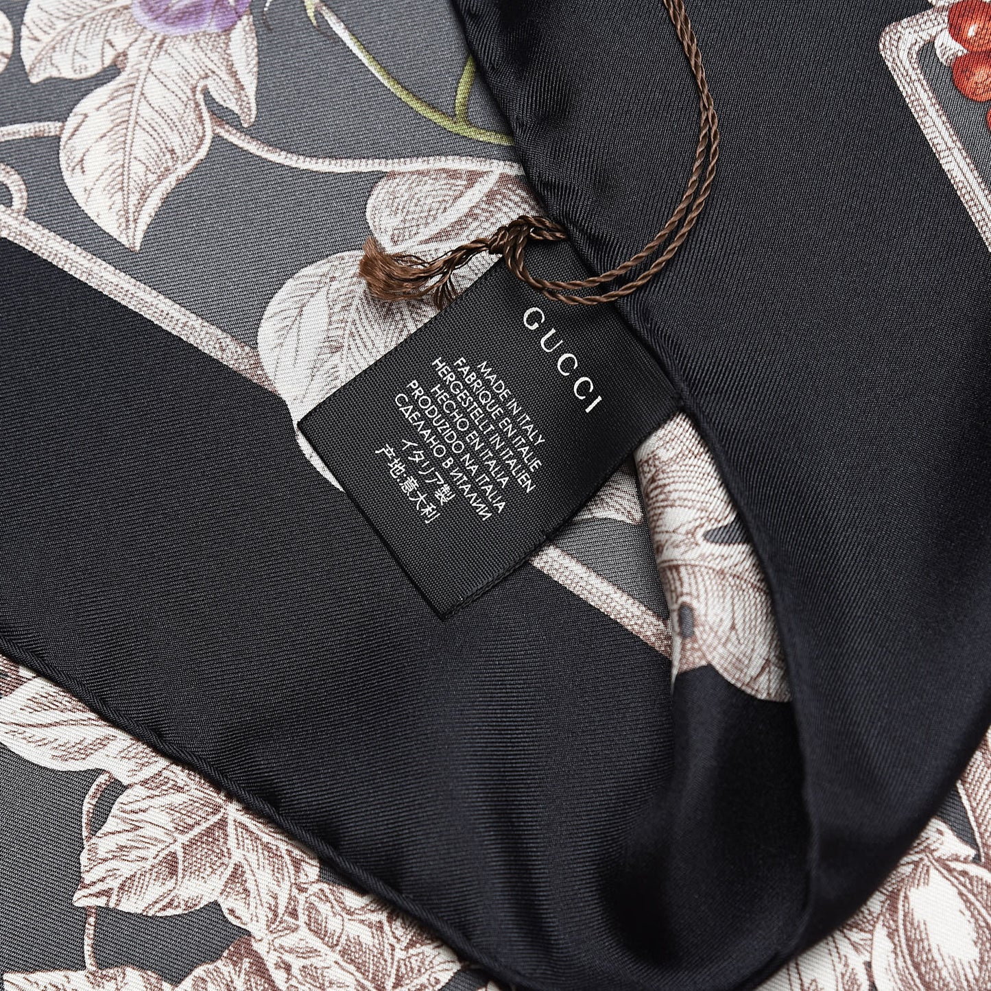 Silk Twill Wondergardenia Square Scarf Anthracite