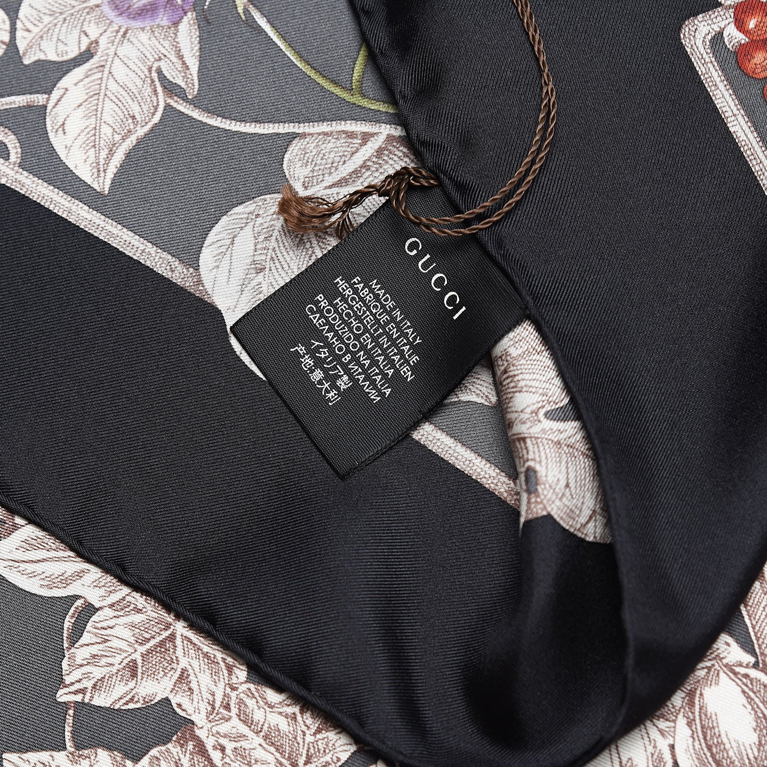 Gucci Silk Twill Wondergardenia Square Scarf Anthracite 3 of 4