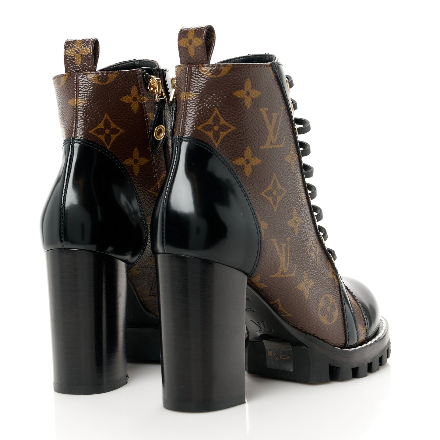 Patent Calfskin Monogram Star Trail Ankle Boots 36.5 Black