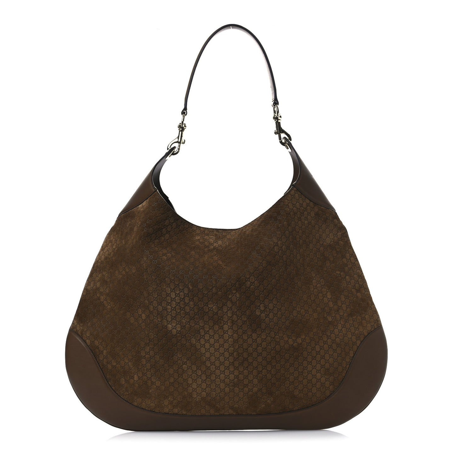 Micro GG Suede B Maxi Shoulder Bag Brown