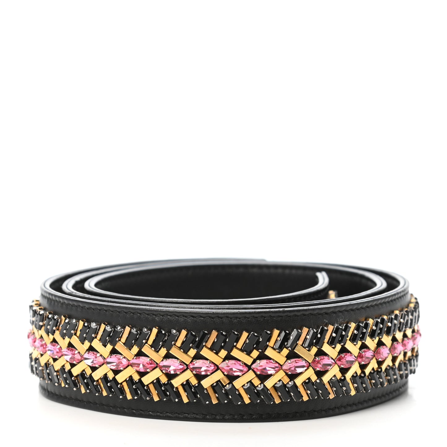 Lambskin Crystal Studded Shoulder Strap Black