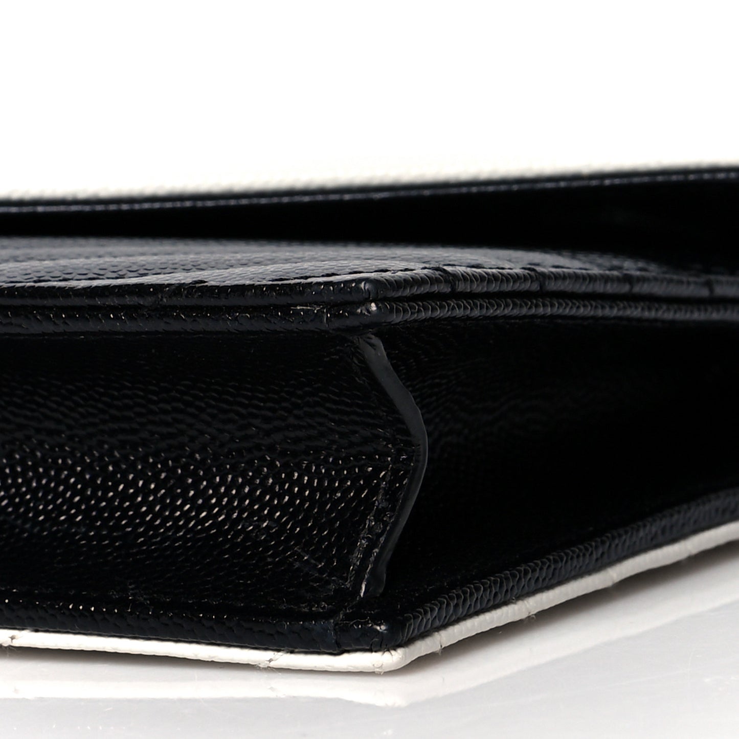 Grain De Poudre Matelasse Chevron Monogram Envelope Chain Wallet Pearl White Black
