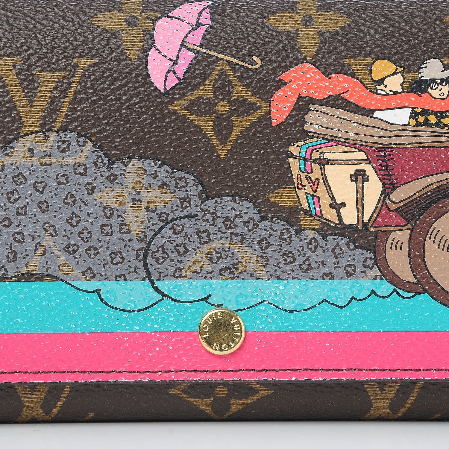Louis Vuitton Monogram 2015 Christmas Animation Sarah Wallet Hibiscus 5 of 9