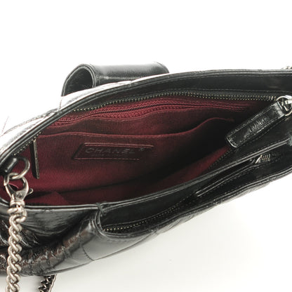 Chanel Glazed Calfskin Quilted Coco Pleats Chain Clutch Black 5 of 7