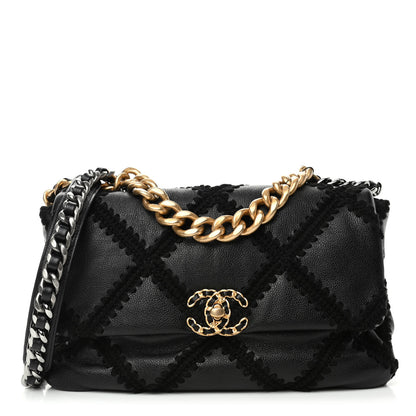 Chanel Calfskin Crochet Large Chanel 19 Flap Black 1 of 4