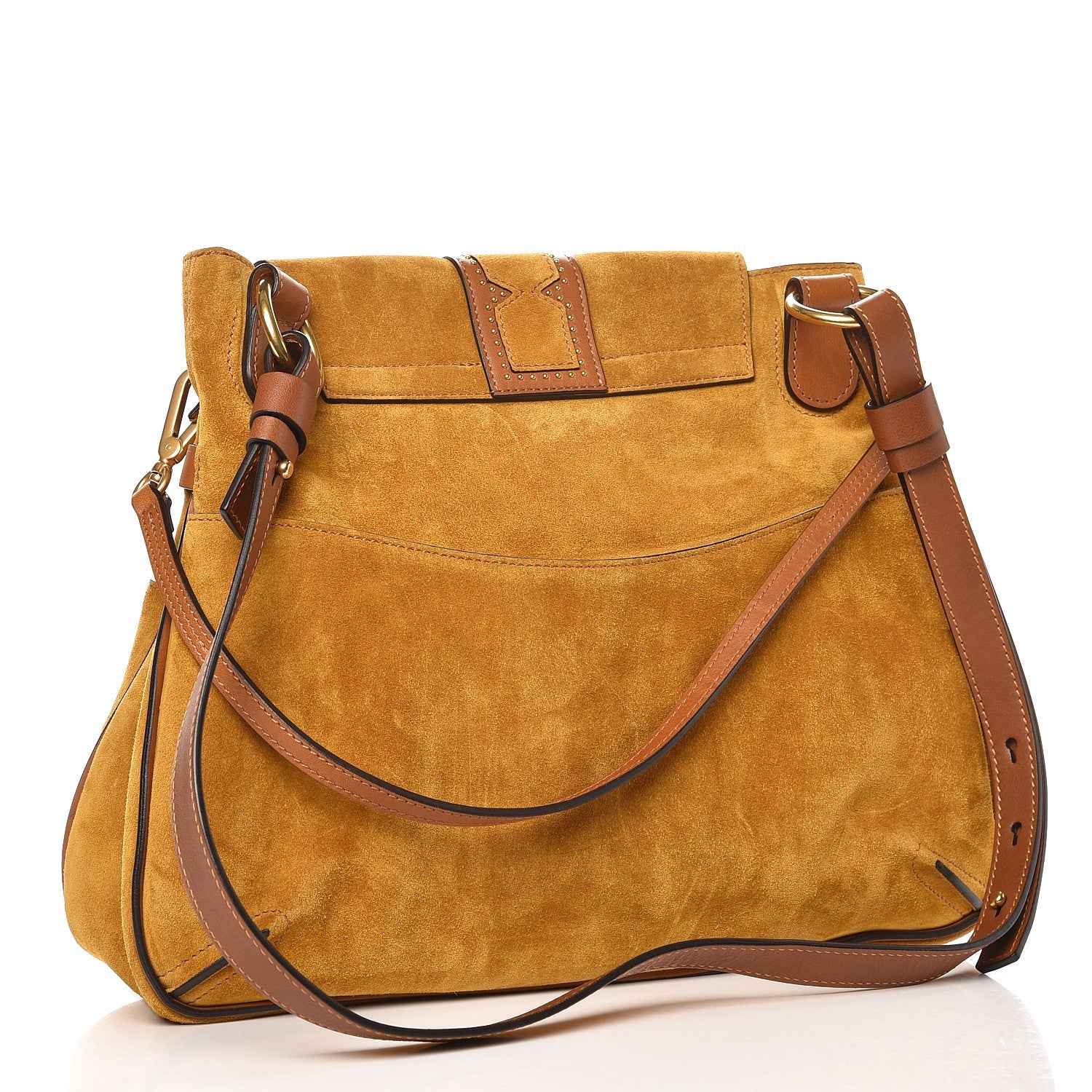 Chloe Suede Medium Lexa Shoulder Bag Mustard Brown 3 of 7