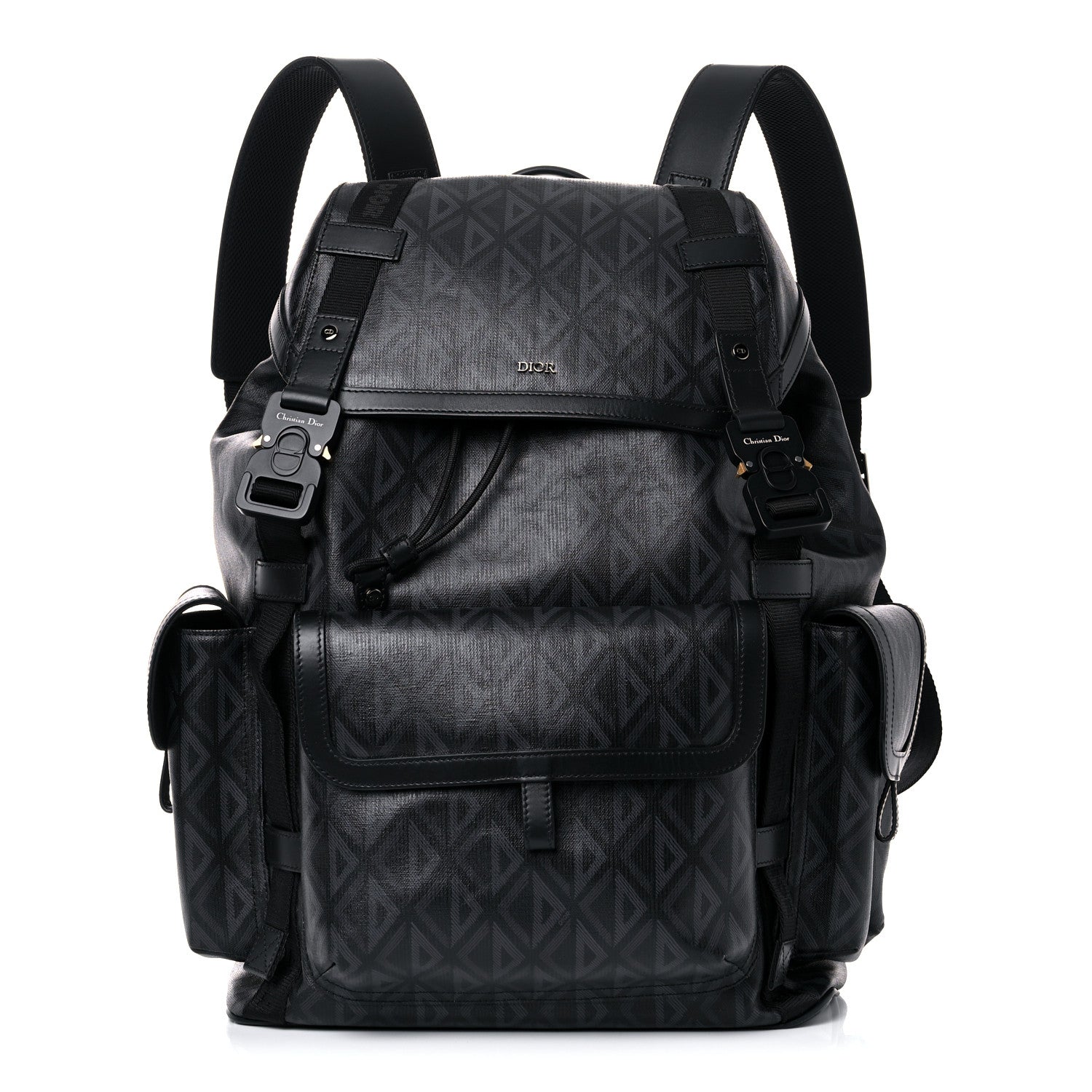 Christian Dior Canvas CD Diamond Hit The Road Backpack Black 1 of 10