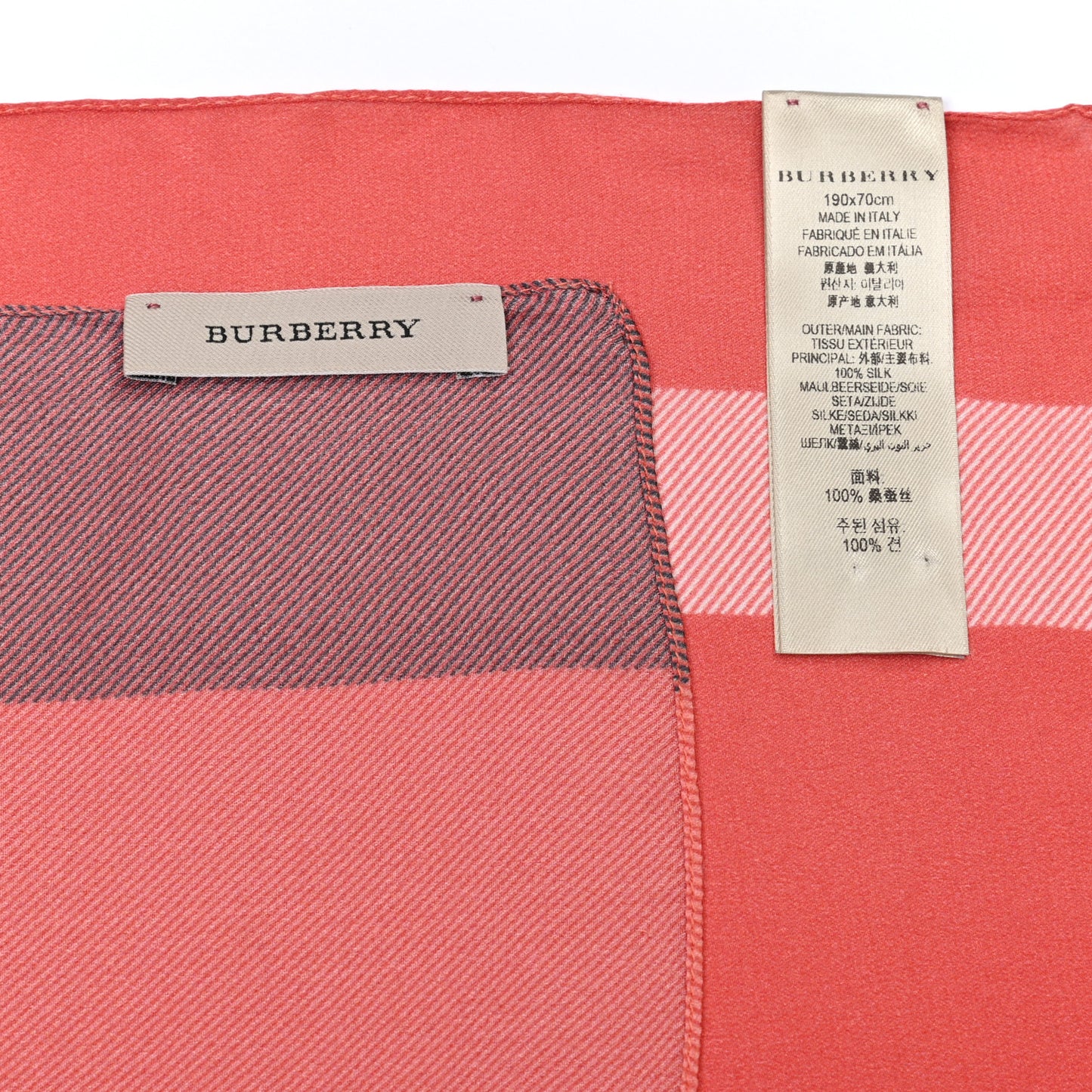 Silk Check Scarf Pink