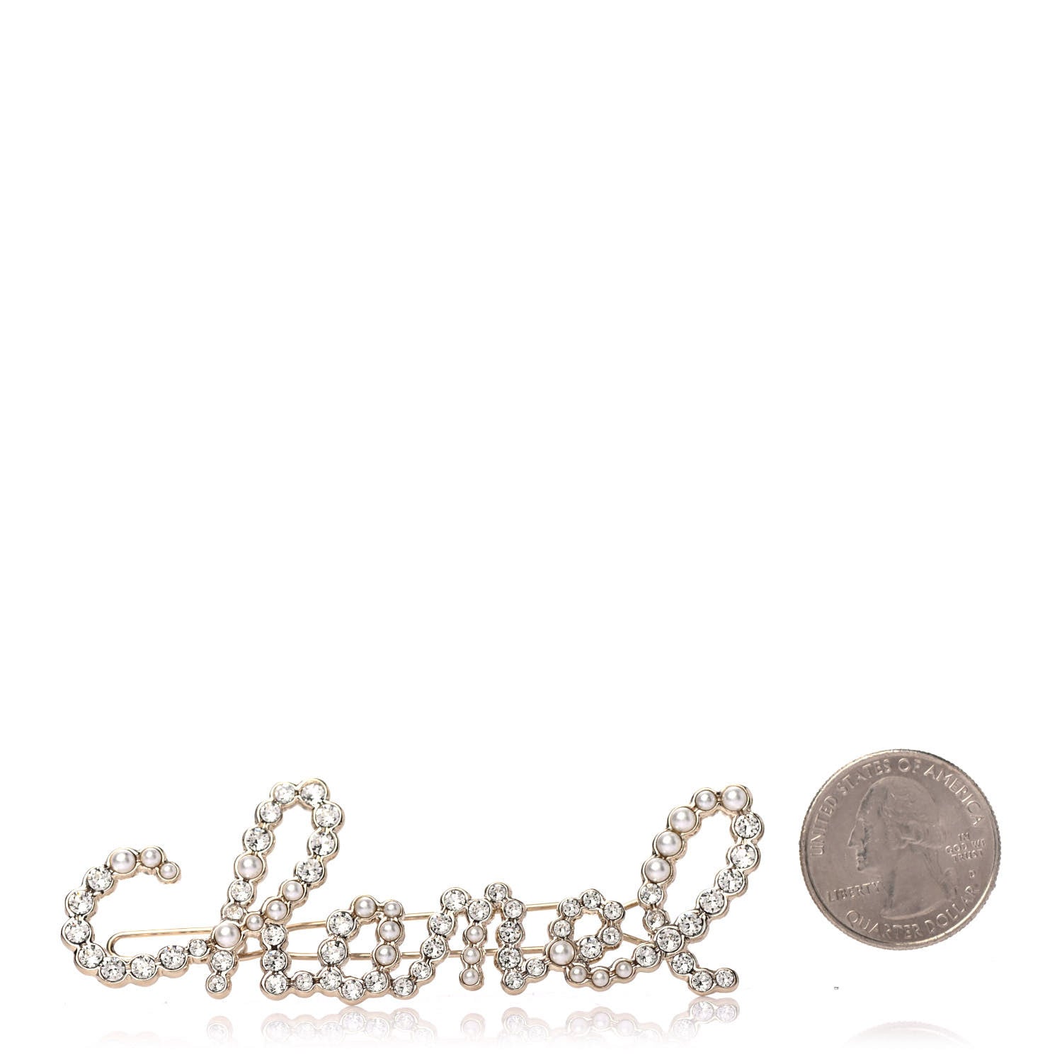 Chanel Metal Glass Swirling Pearls Hair Clip Gold 2 of 4