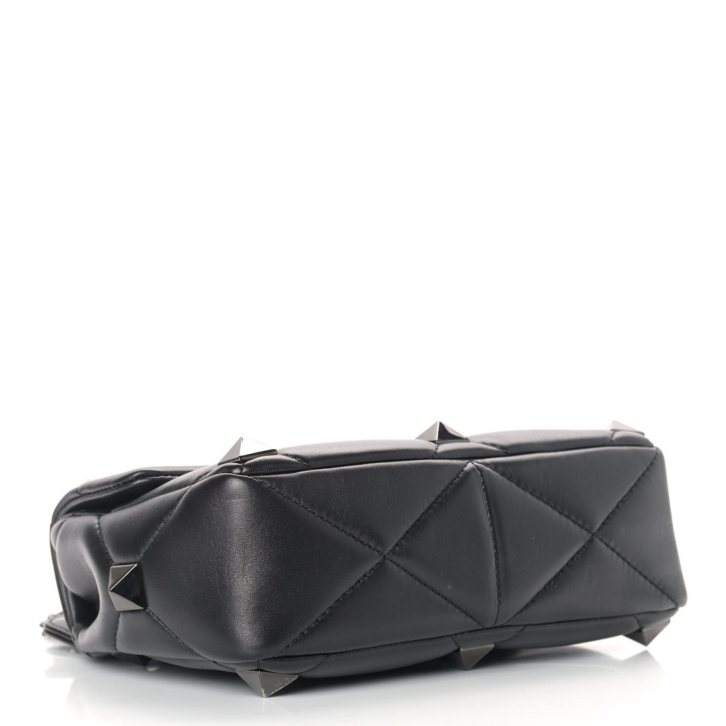 Nappa Monochrome Medium Roman Stud Shoulder Bag Black