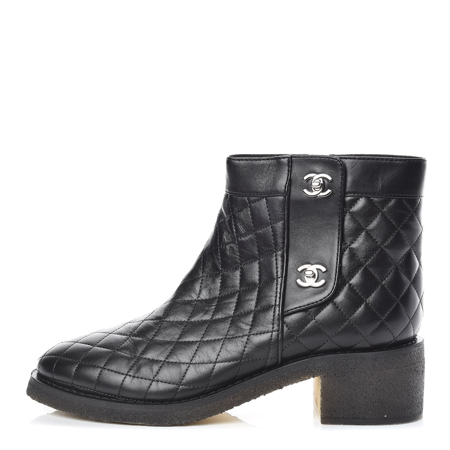 Chanel Lambskin Quilted Short Boots 41 Black 1 of 8