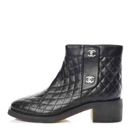 Chanel Lambskin Quilted Short Boots 41 Black 1 of 8