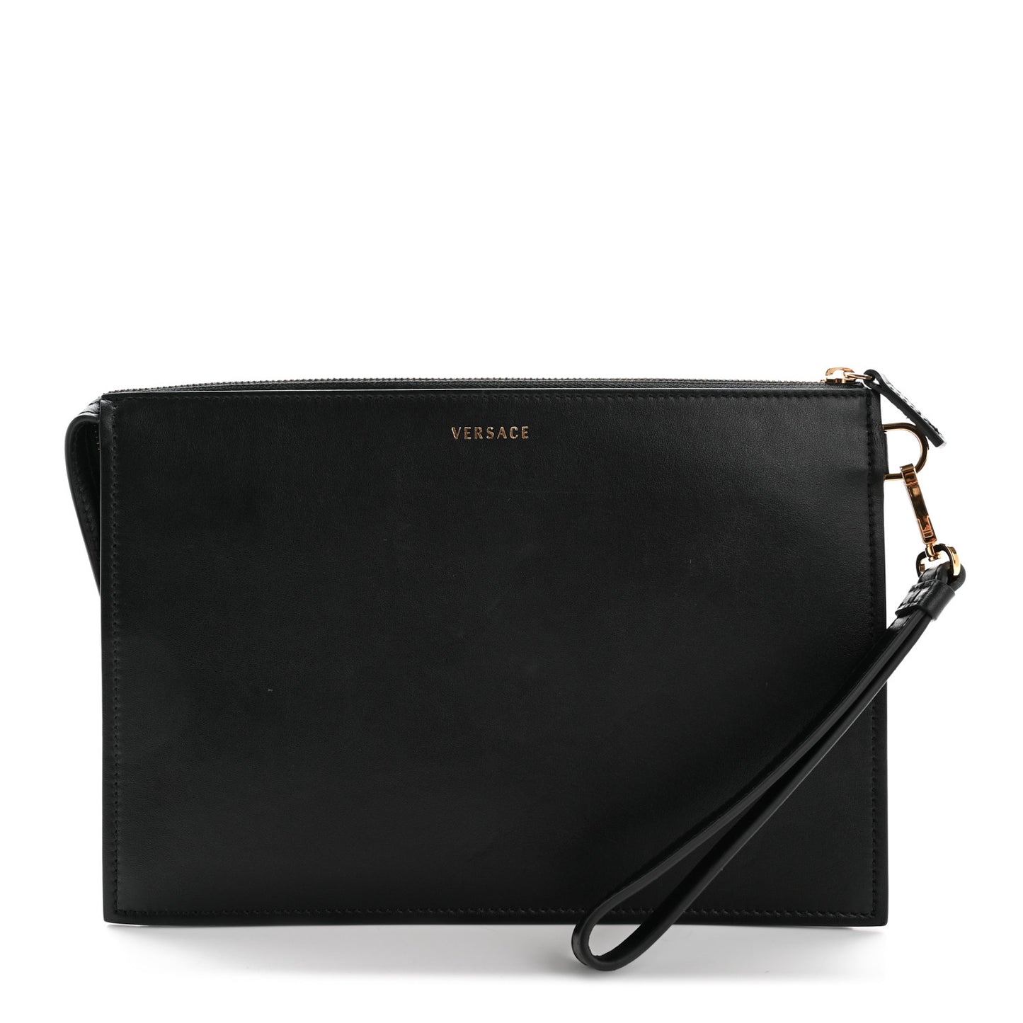 Vitello Palazzo Medusa Stud Wristlet Bag Black