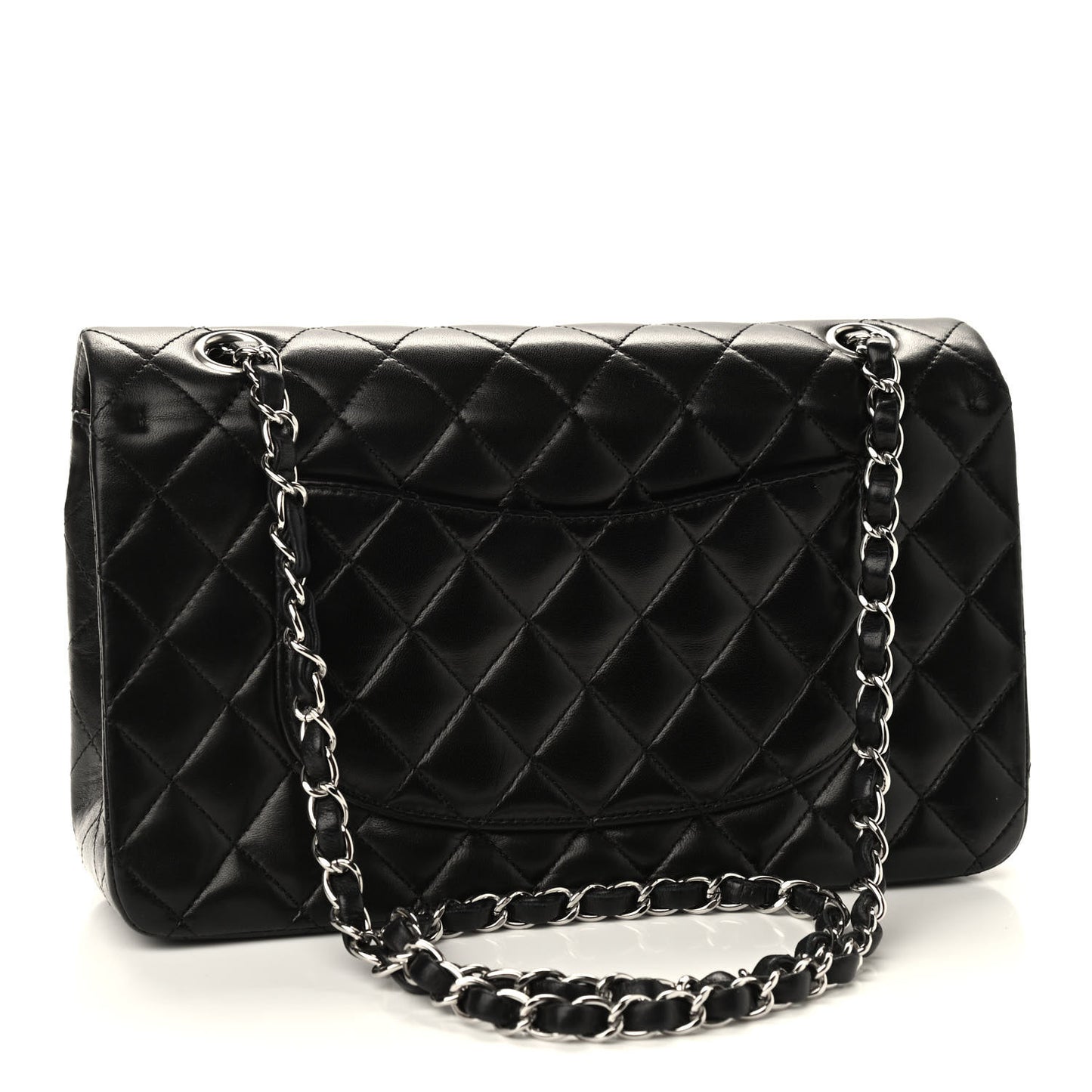 Lambskin Quilted Medium Double Flap Black