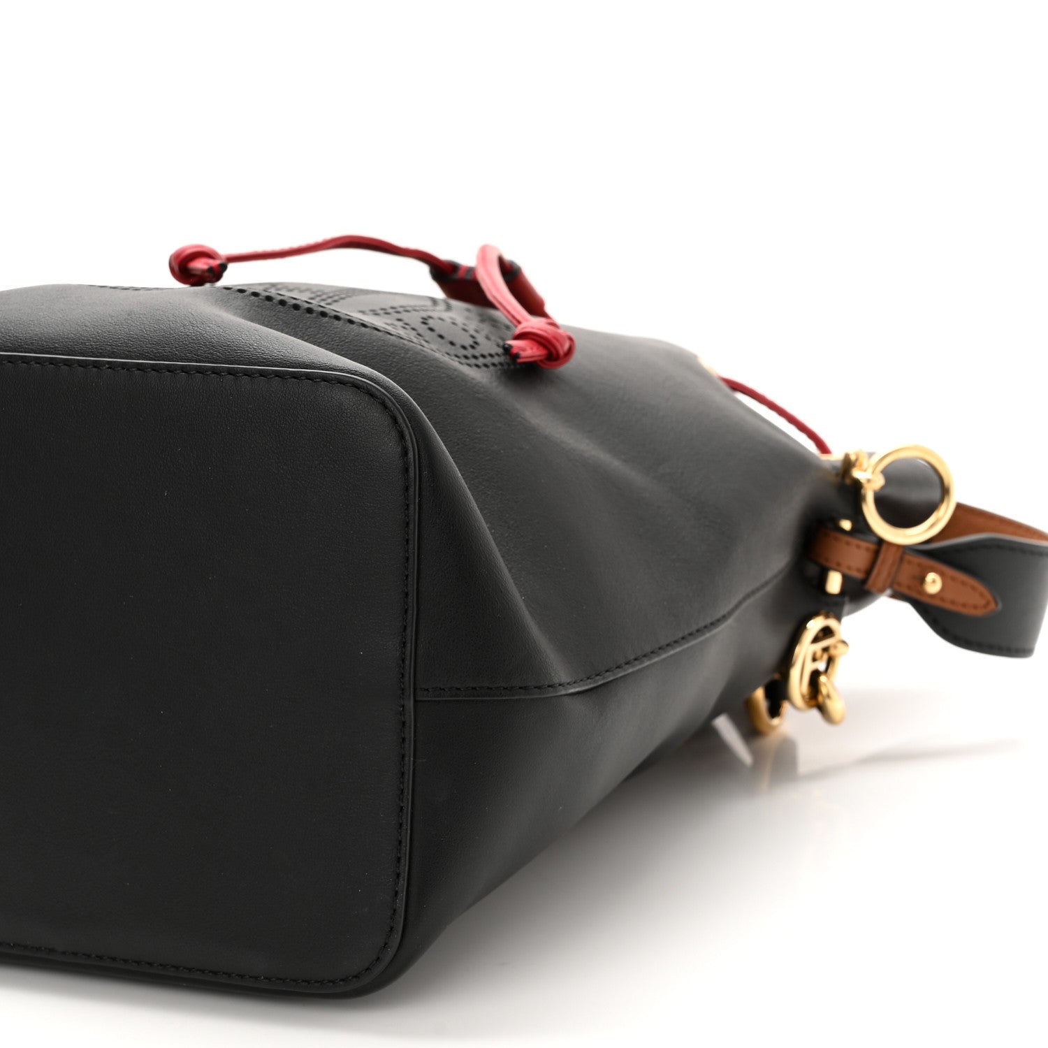 Fendi Vitello Grace F is Fendi Stamp Patch Perforated Small Mon Tresor Bucket Bag Black 9 of 9