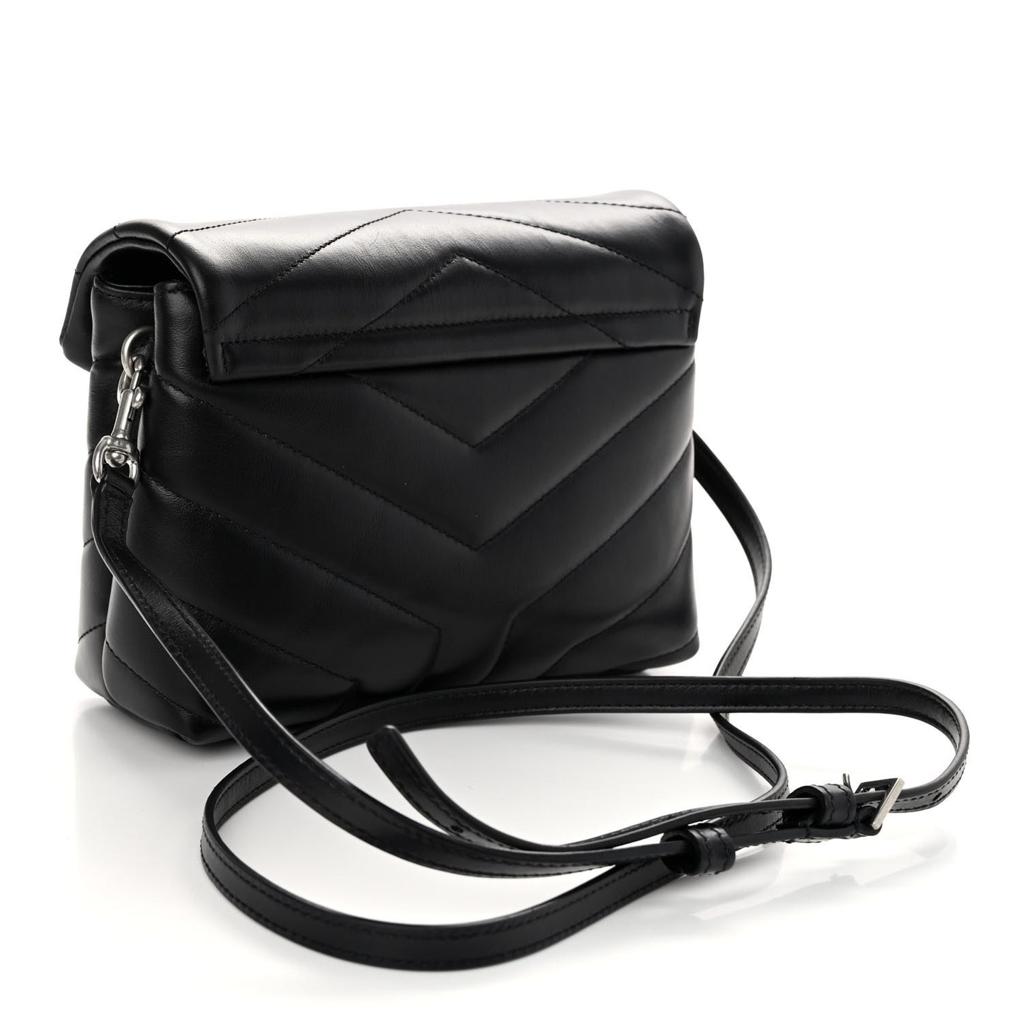 Calfskin Y Quilted Monogram Toy Loulou Crossbody Bag Black