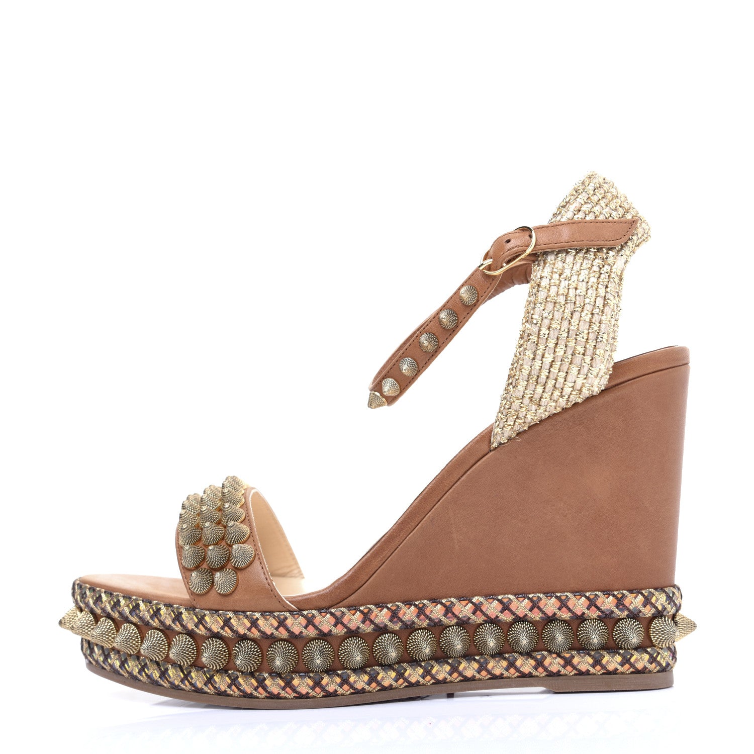 Christian Louboutin Calfskin Cordorella 110 Wedge Sandals 40 Version Cuoio 1 of 14