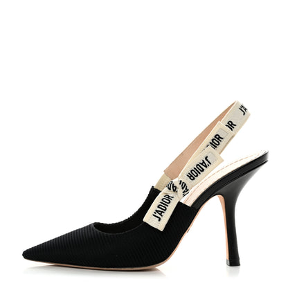 Christian Dior Technical Canvas Ribbon J'Adior Slingback 100mm Pumps 39 Black 1 of 9