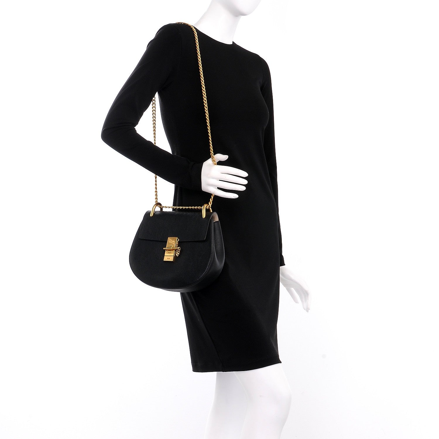 Chloe Grained Lambskin Drew Shoulder Bag Black 3 of 8
