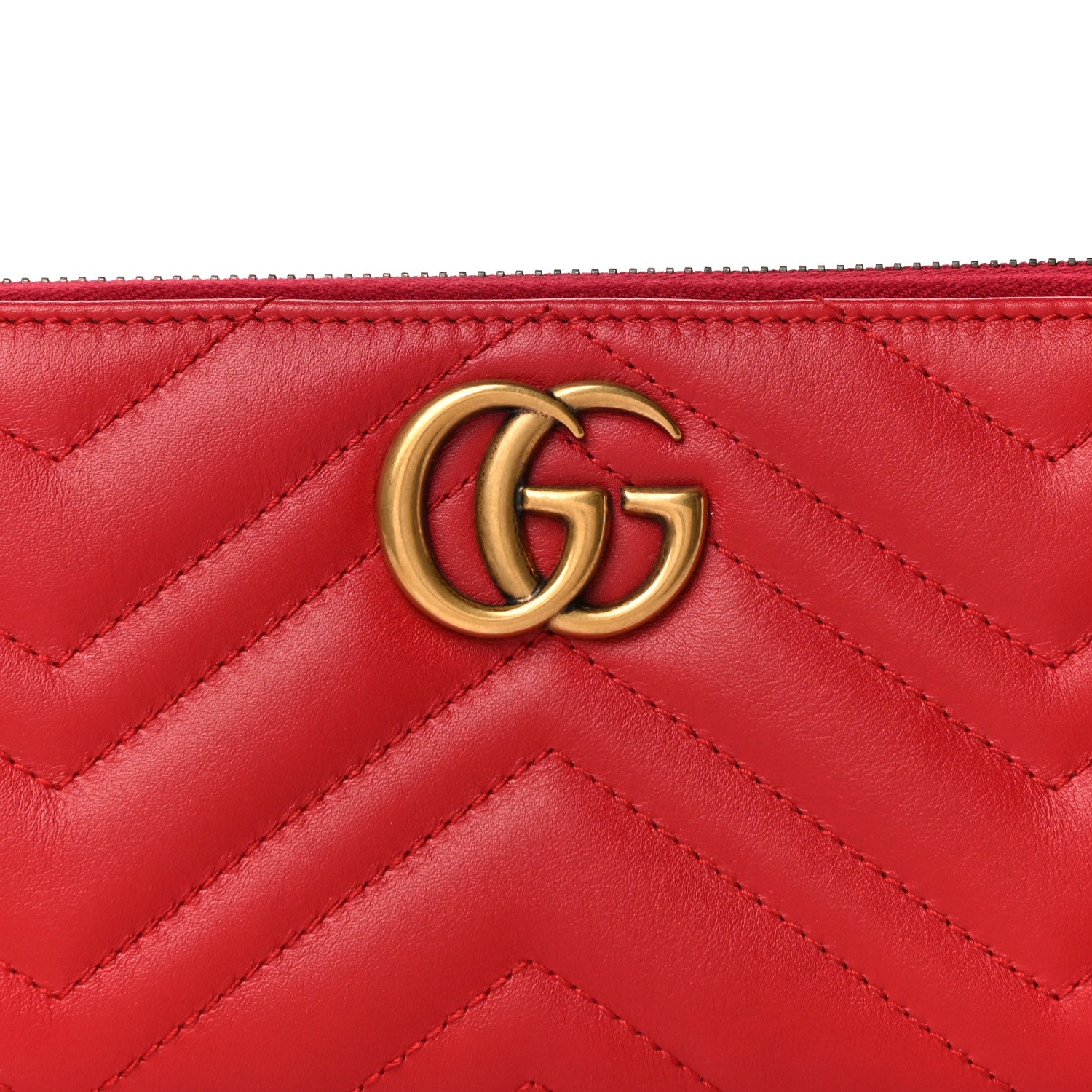 Gucci Calfskin Matelasse GG Marmont Zip Around Wallet Hibiscus Red 8 of 11