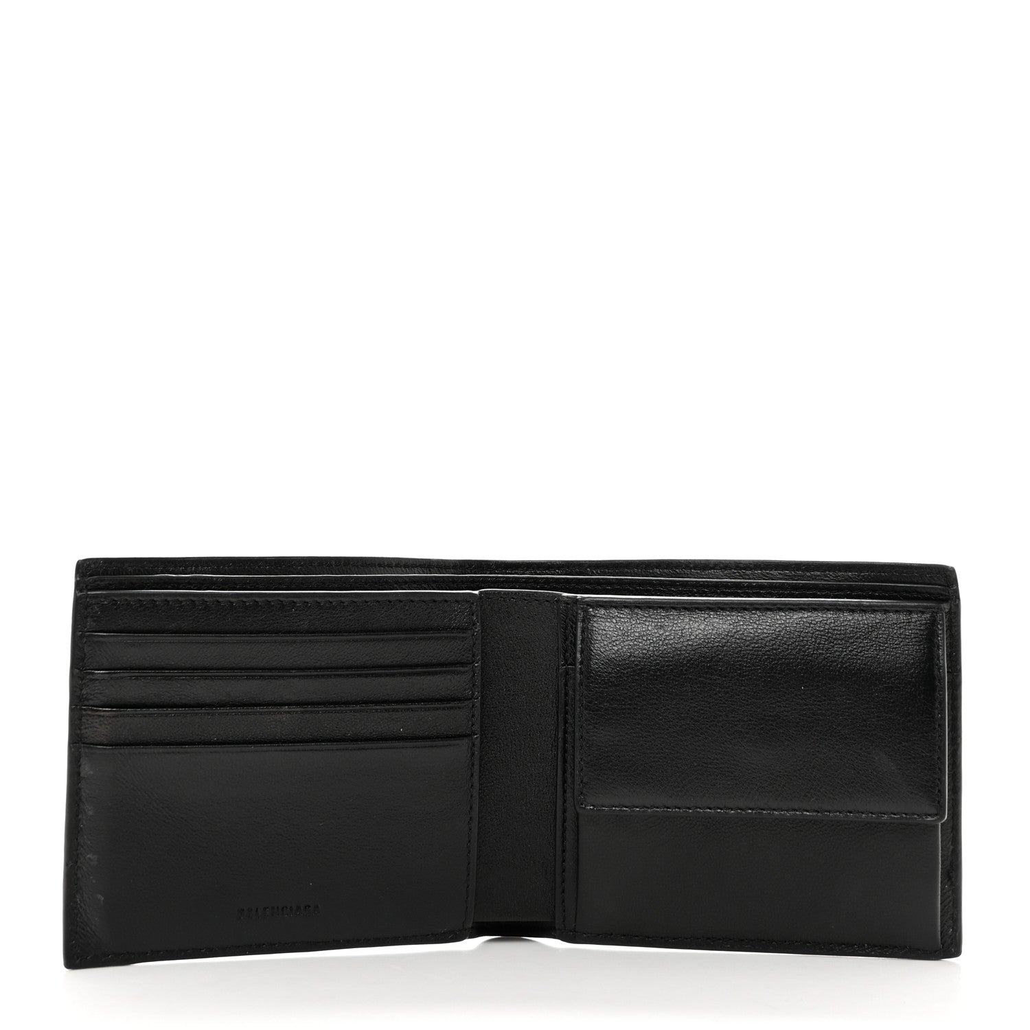 Balenciaga Calfskin Logo Cash Square Bi-Fold Wallet Black White 5 of 7