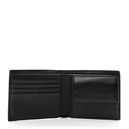 Balenciaga Calfskin Logo Cash Square Bi-Fold Wallet Black White 5 of 7